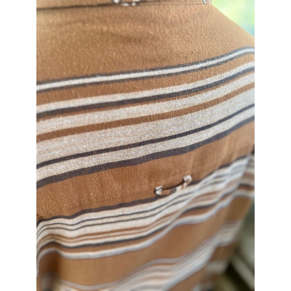 Portland Organic Brown Striped Hurley Button Down Flannel Shirt - Picture 4 of 5